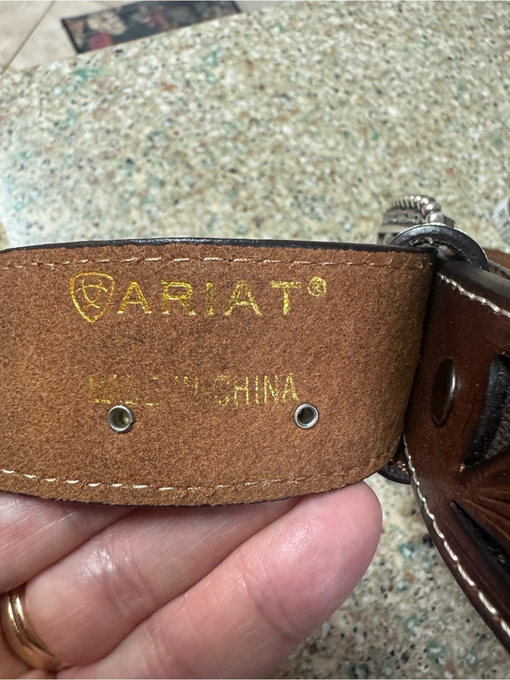 Ariat Brown Leather Belt with Silver-Tone Stud Detail rhinestones small mint - Picture 6 of 6